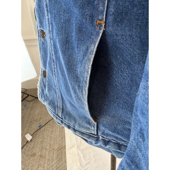 90's Vintage WRANGLER Sherpa Lined Denim Jacket Men's Trucker MEDIUM #0101 - Picture 13 of 16